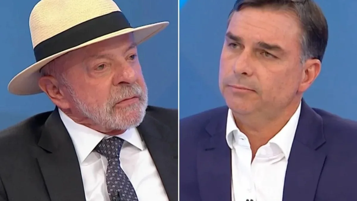 Lula e Flávio em cartaz de campanha presidencial.