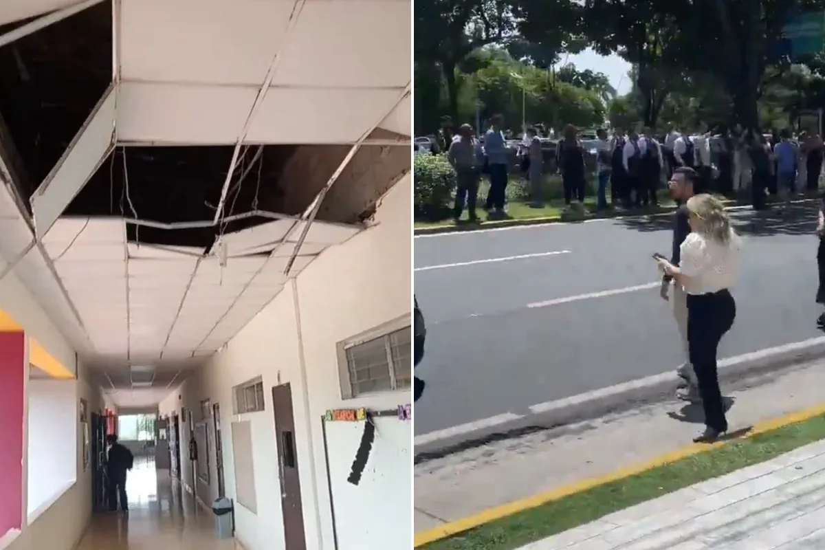 Pessoas evacuando prédios após terremoto no Panamá