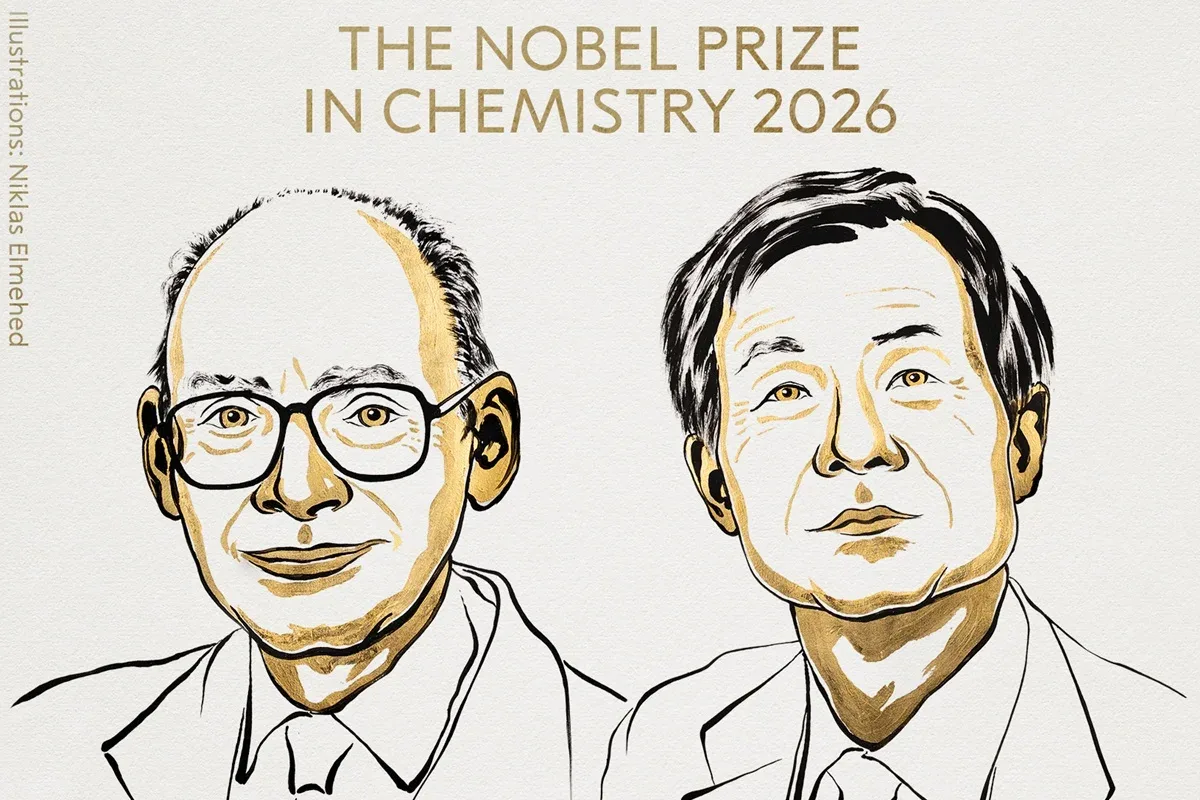 Imagem representativa dos cientistas Henri B. Kagan e Kenso Soai homenageados pelo Prêmio Nobel de Química.
