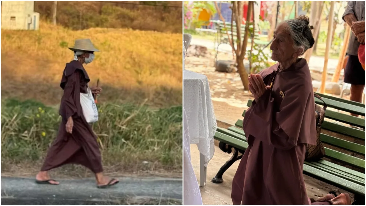 Maria de Lourdes, a Lourdinha, caminhando em romaria até Canindé