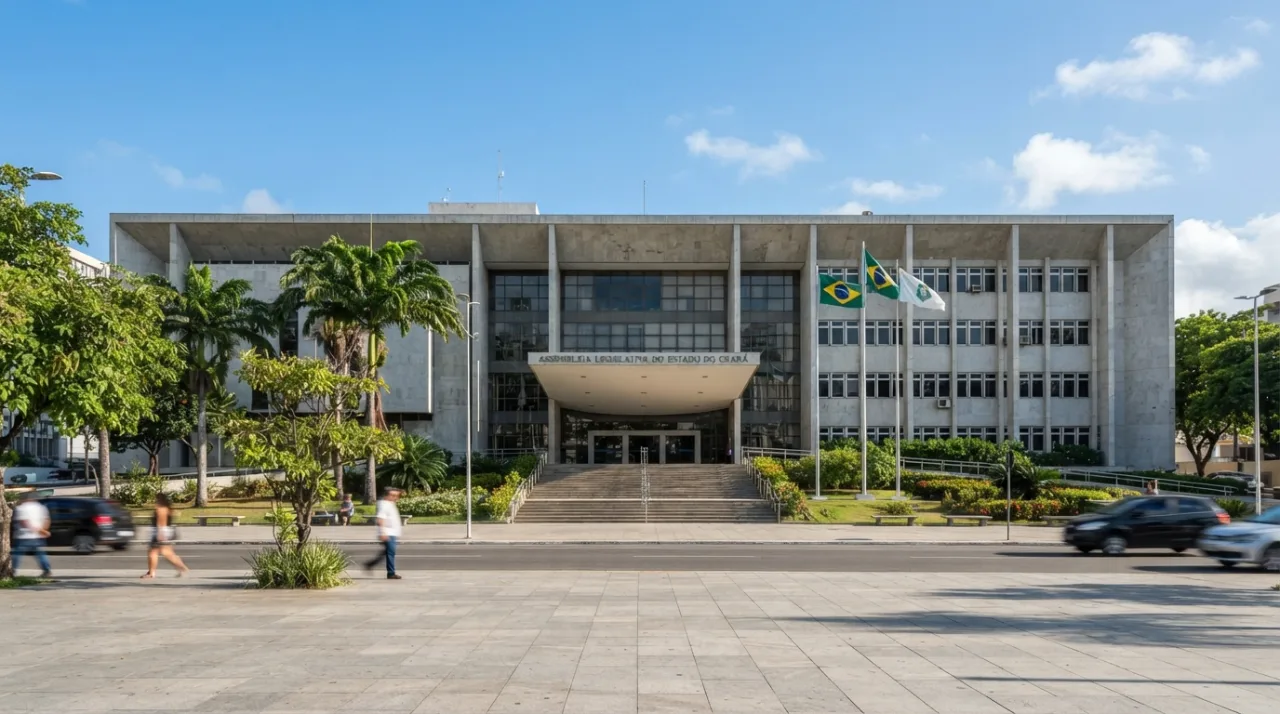 Foto do prédio da Assembleia Legislativa do Ceará, estilo jornalístico, luz do dia, alta resolução.