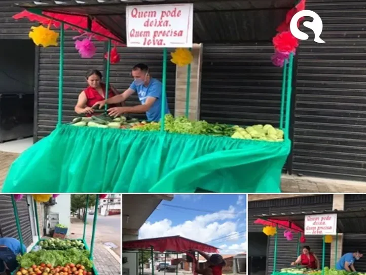 Prefeito de Ubajara instala barraca solidária em via pública: Quem precisa pega! Quem tem coloca!