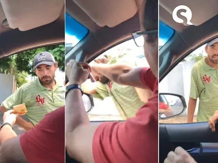 Motorista dá tapa na cara de homem que pedia comida na rua