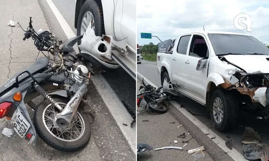 Colisão entre Hilux e moto deixa uma pessoa morta na BR 222 em Sobral