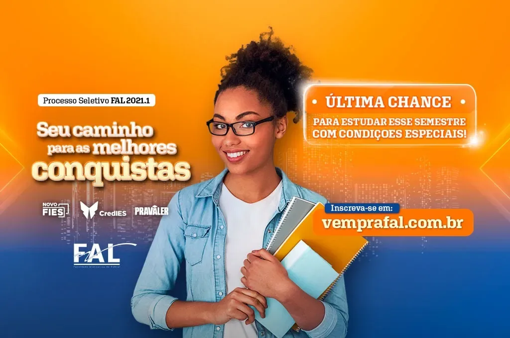 Últimos dias de inscrições para o Processo Seletivo 2021.1 da FAL; Aulas começam no dia 15 de março