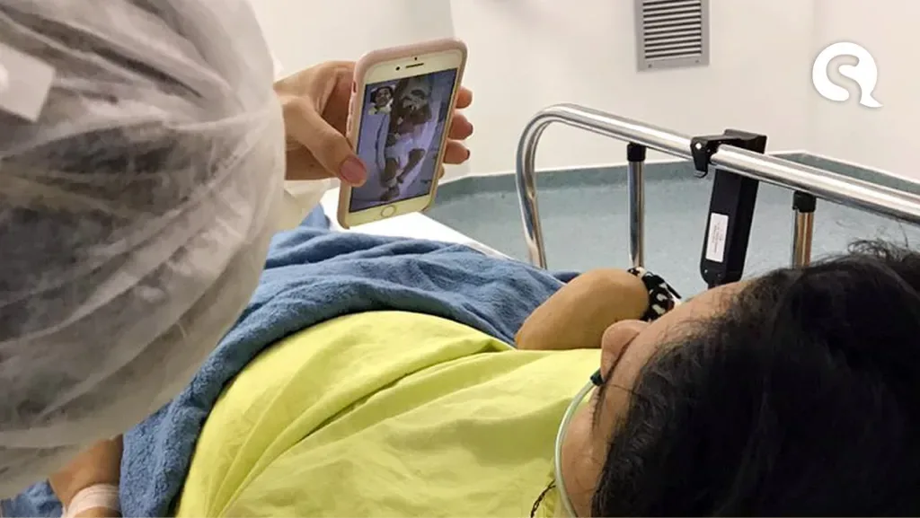 Após ter parto antecipado por conta da Covid-19, mãe conhece filho por videochamada