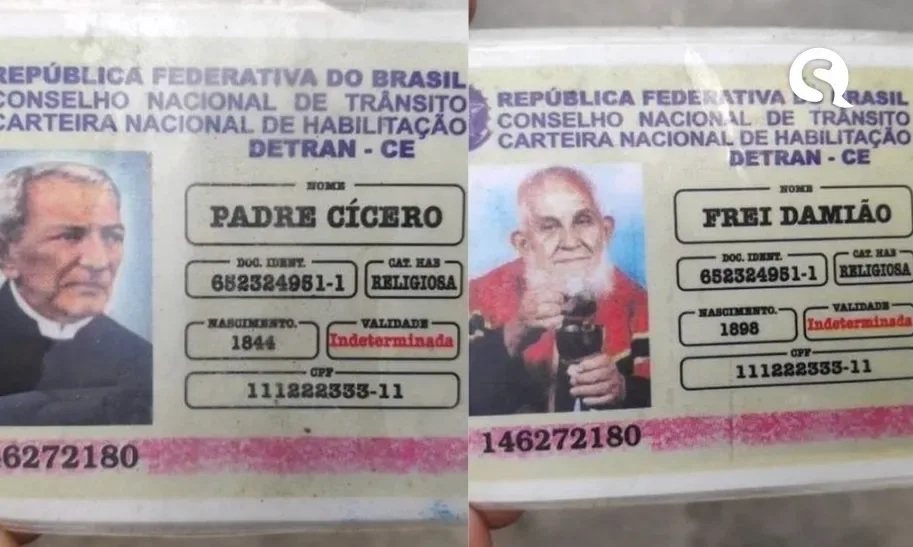 Idoso em moto é parado em blitz em Alagoas com “carteira de motorista” de Padre Cícero e Frei Damião