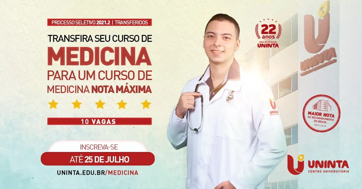 Curso de Medicina UNINTA abre 10 vagas para transferidos