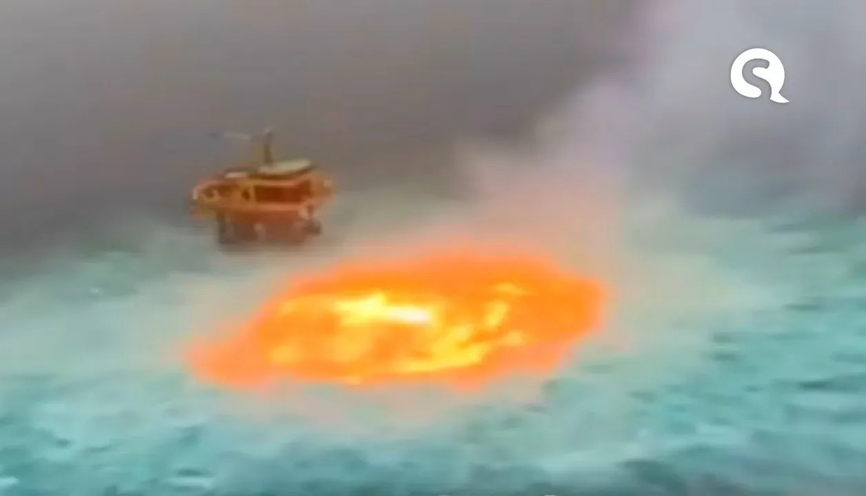 Vazamento de gás causa ‘olho de fogo’ no meio do oceano