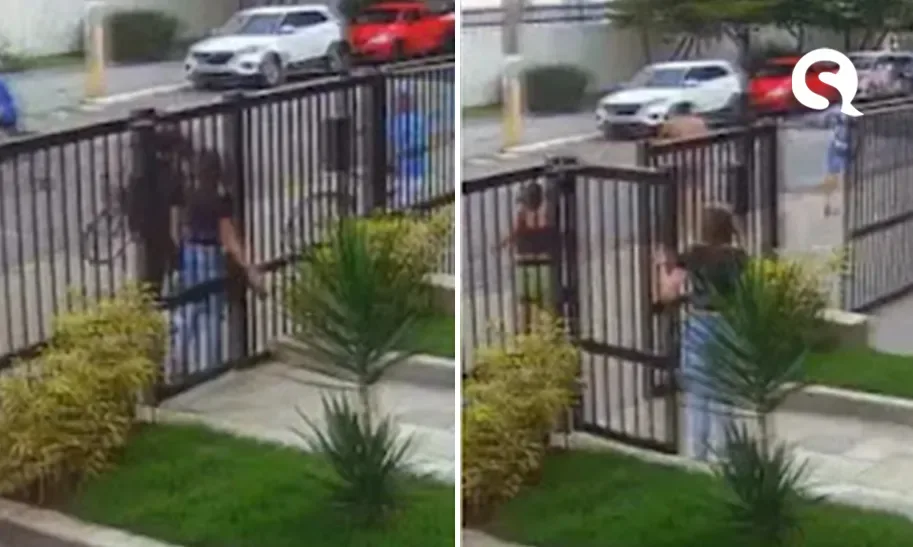 Jovem joga celular por portão para evitar ser assaltada