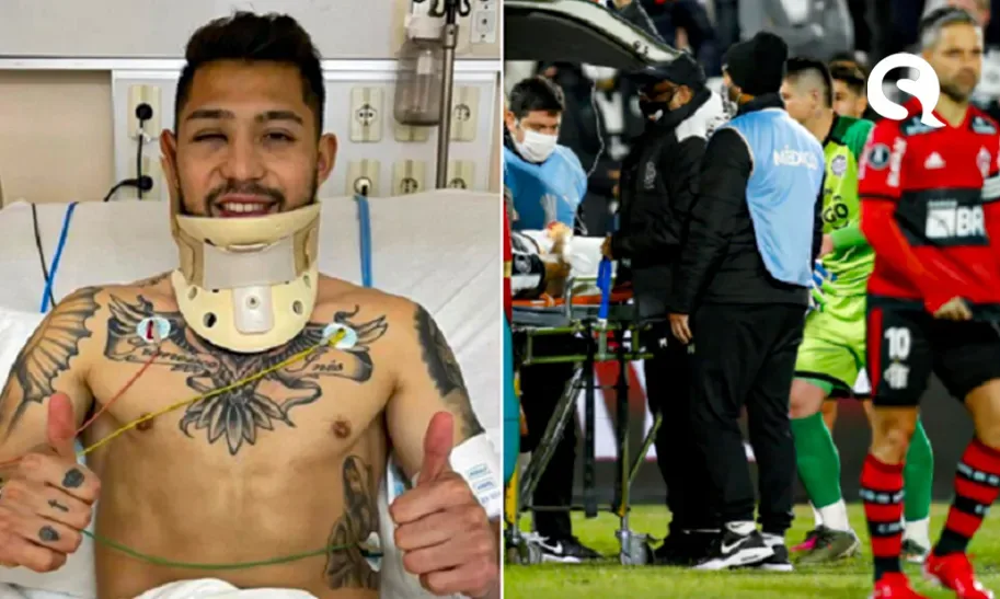 Lateral do Olimpia tranquiliza torcedores após choque com Arrascaeta e ironiza Flamengo