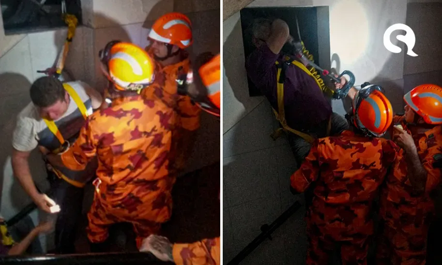 Bombeiros resgatam dois operários presos em equipamentos no 8º andar de prédio, no Ceará
