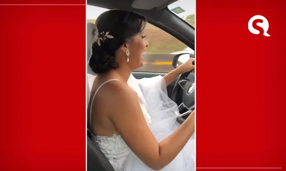 Noiva dirige até o próprio casamento após ter mais de 20 corridas canceladas