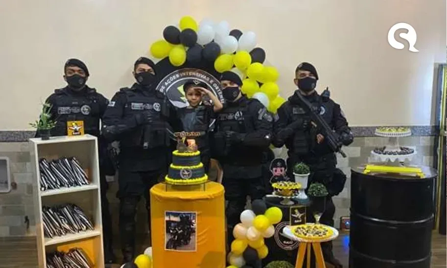 Menina que sonha em ser policial militar escolhe festa de aniversário com tema do CPRaio