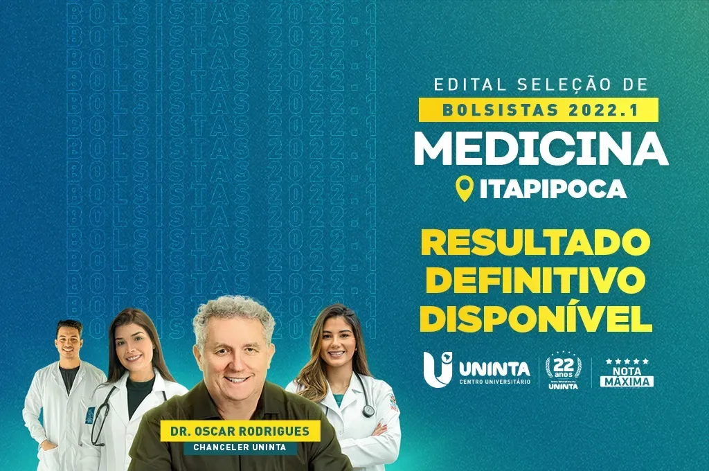 Medicina UNINTA Itapipoca divulga resultado definitivo da 2ª entrada do processo seletivo para as bolsas integrais