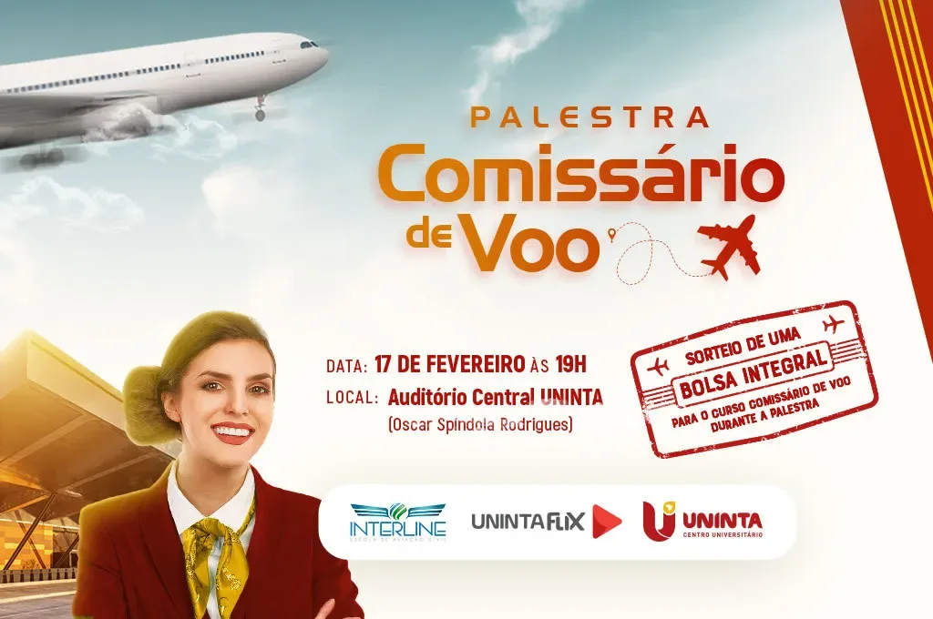 OPORTUNIDADE: UNINTA promoverá palestra para capacitação de Comissários de Voo