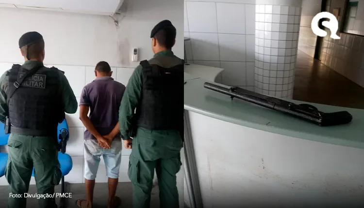 Homem capturado pela PMCE em posse de uma espingarda no Distrito Jaibaras