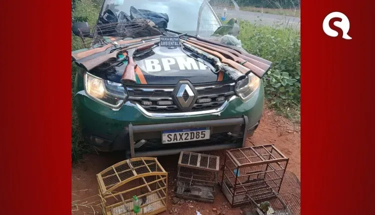 BPMA da PMCE apreende 10 espingardas e cinco aves em Poranga-CE