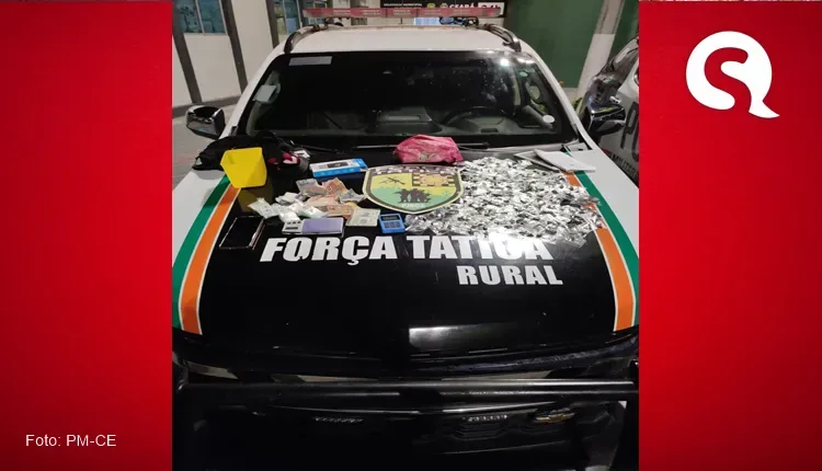 Dupla é presa pela Força Tática do 3º BPM transportando 223 papelotes de skank em Sobral