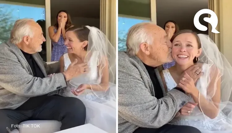 Idoso com demência reconhece a filha de noiva antes do casamento