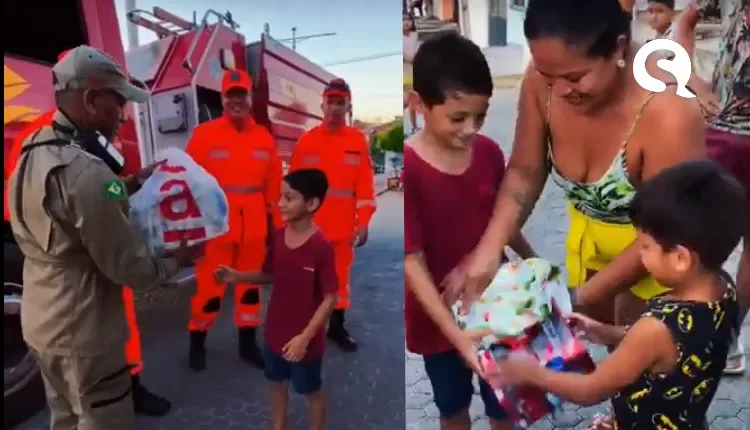 Bombeiros realizam sonho de criança com aniversário surpresa em Sobral