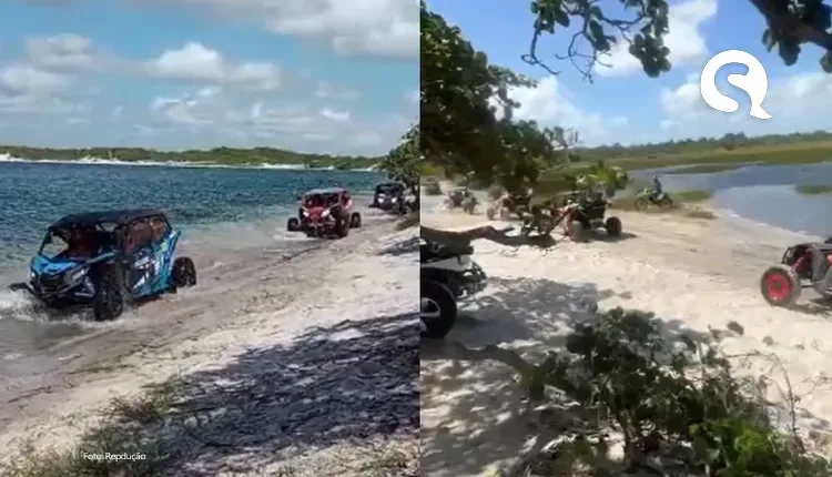 Veículos UTV são flagrados trafegando na área de preservação da Lagoa do Paraíso, em Jijoca de Jericoacoara