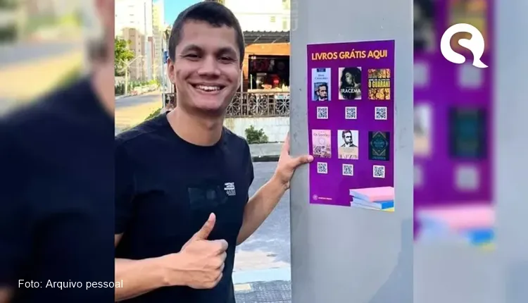 Jovem espalha cartazes pelas ruas com livros grátis para download, no Ceará: ‘tornar a leitura mais atrativa’