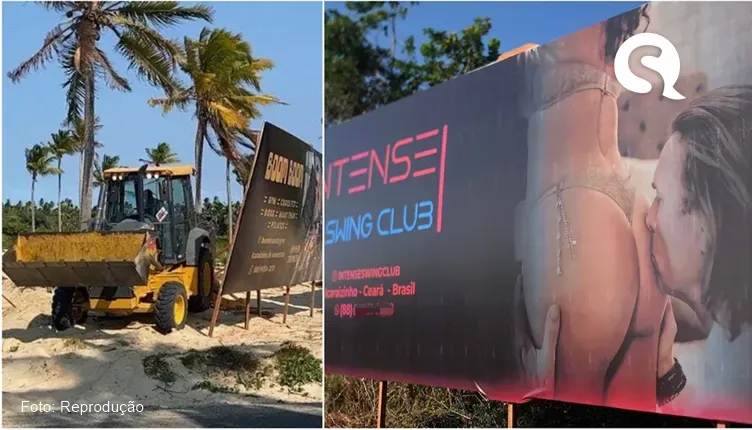 Prefeitura remove outdoor de casa de swing em vila no distrito de Icaraí, em Amontada após polêmica entre moradores