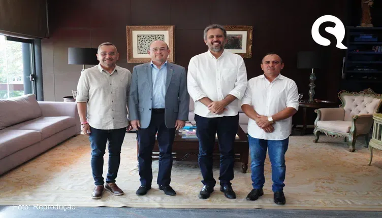 Pacujá: Prefeito Tonhão e Séc de Finanças, Eraldo Aguiar se reúnem com Governador e Deputado, Sérgio Aguiar.