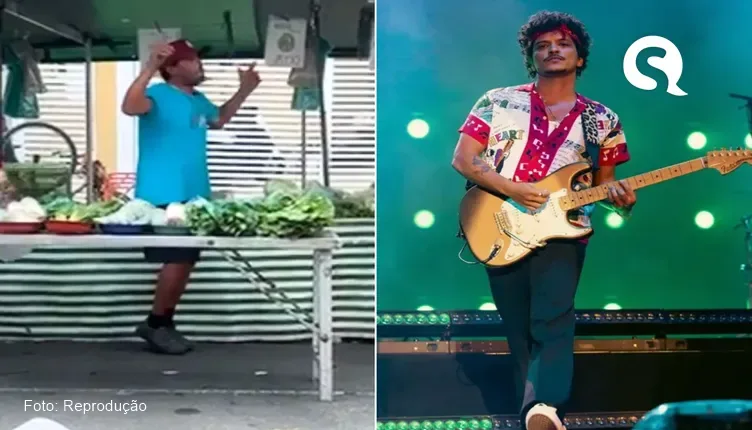 Feirante viraliza ao fazer paródia de musica do Bruno Mars para vender alface e couve