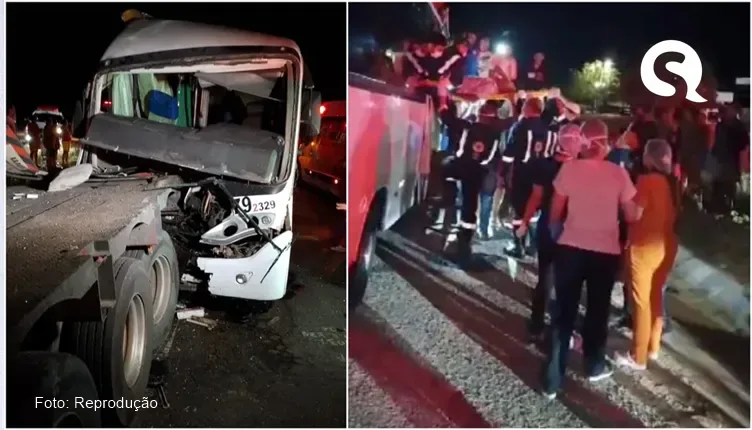 Micro-ônibus com pacientes colide com carreta e deixa feridos em Itatira-CE
