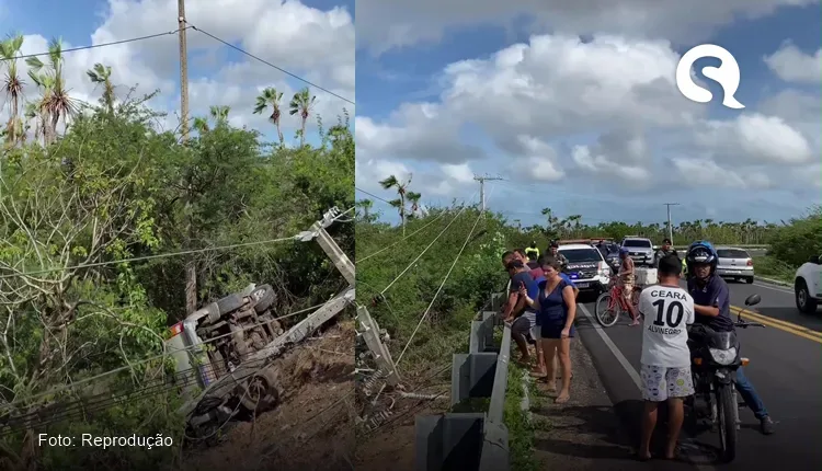 Hilux Capota na manhã desta quarta-feira (26), na estrada que liga Acaraú a cruz.