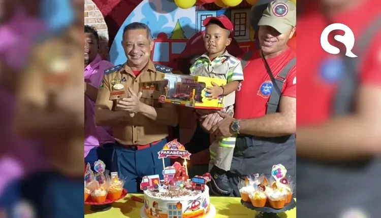 Bombeiros realizam sonho de criança em seu aniversário de 4 anos, em Sobral
