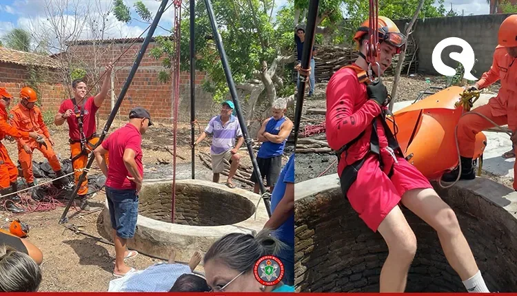 Corpo de Bombeiros de Sobral realiza resgate arriscado em Senador Sá após jovem cair em cacimba de anéis