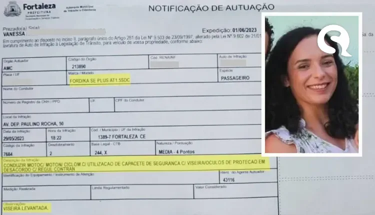 Empresária é multada por dirigir carro sem capacete em Fortaleza