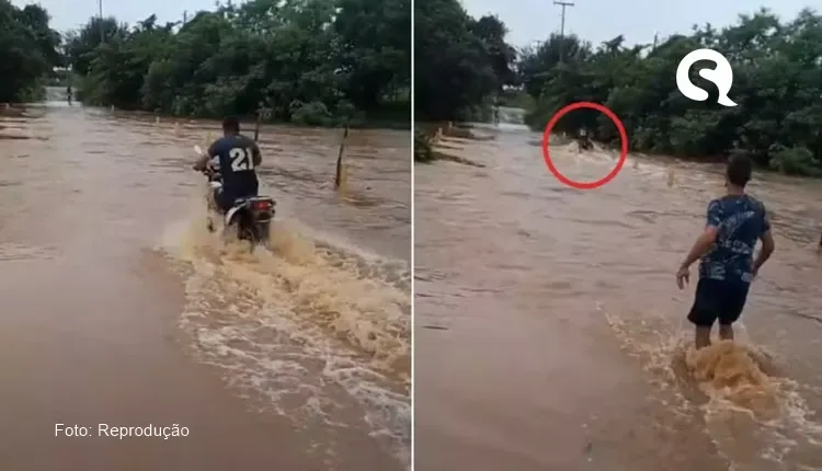 Motociclista tenta cruzar ponte e é arrastado por correnteza na cidade de Forquilha