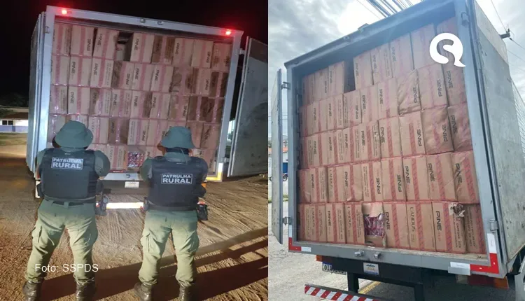 Polícia Militar, com apoio da Coin/SSPDS, apreende carga de cigarros contrabandeados e prende dupla em Itapipoca