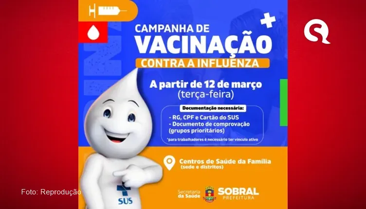 Sobral inicia HOJE a campanha de vacinação contra a Influenza