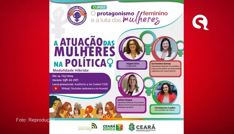 Lia Gomes, Christianne Coelho e Larissa Gaspar debatem sobre “A atuação das mulheres na política”