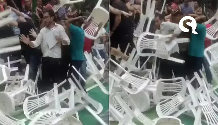 Professores são alvos de cadeiradas durante confusão em evento de sindicato no Ceará