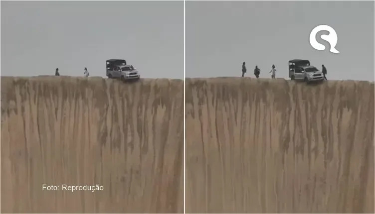 Carro fica ‘pendurado’ em duna de 30 metros para turistas tirarem foto, entre Camocim e Jericoacoara