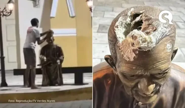 Homem vandaliza estátua de padre Cícero e é preso no Ceará