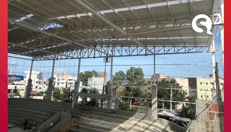Obra de reforma e ampliação do Ginásio Poliesportivo Plínio Pompeu alcança quase 70% dos serviços executados