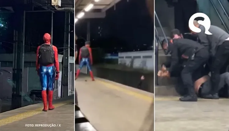 Vestido de Homem-Aranha, recreador briga e empurra agressor em trilhos do metrô de BH