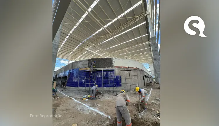 Obra do Ginásio Poliesportivo Plínio Pompeu em Sobral tem parte elétrica e hidráulica 70% concluída