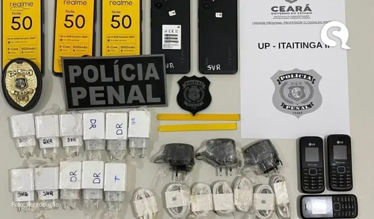 Celulares e carregadores são apreendidos em máquina de costura em presídio no Ceará