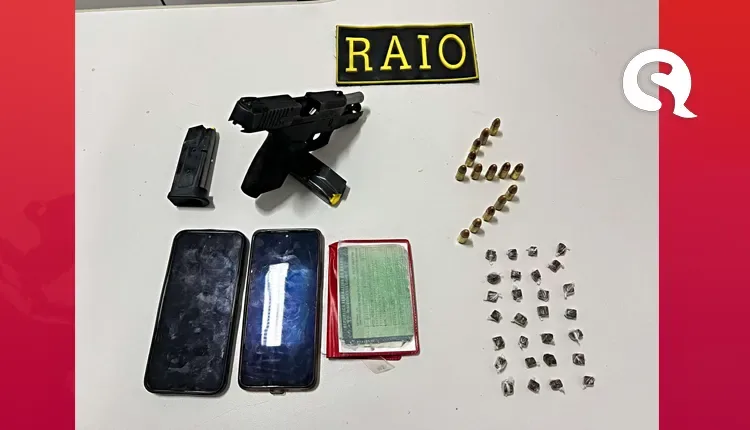 Raio de Forquilha prende em flagrante suspeito de tráfico de drogas e apreende entorpecentes e arma de fogo em Groaíras