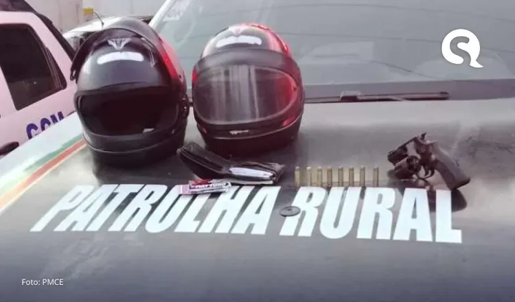 PMCE captura trio com arma de fogo e recupera moto roubada em Baturité