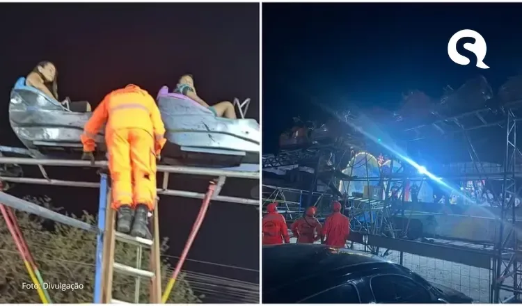 Grupo fica preso em montanha-russa e é resgatado pelos bombeiros, em Sobral