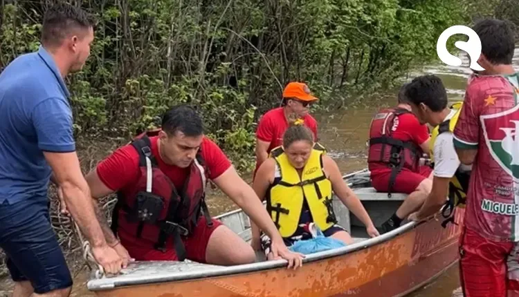 Grávida fica ilhada após forte chuva em Forquilha e é resgatada pelo Corpo de Bombeiros